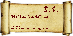 Mátai Valéria névjegykártya
